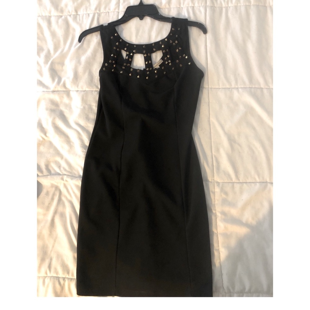 Black with Gold Stud Body Con Dress Medium